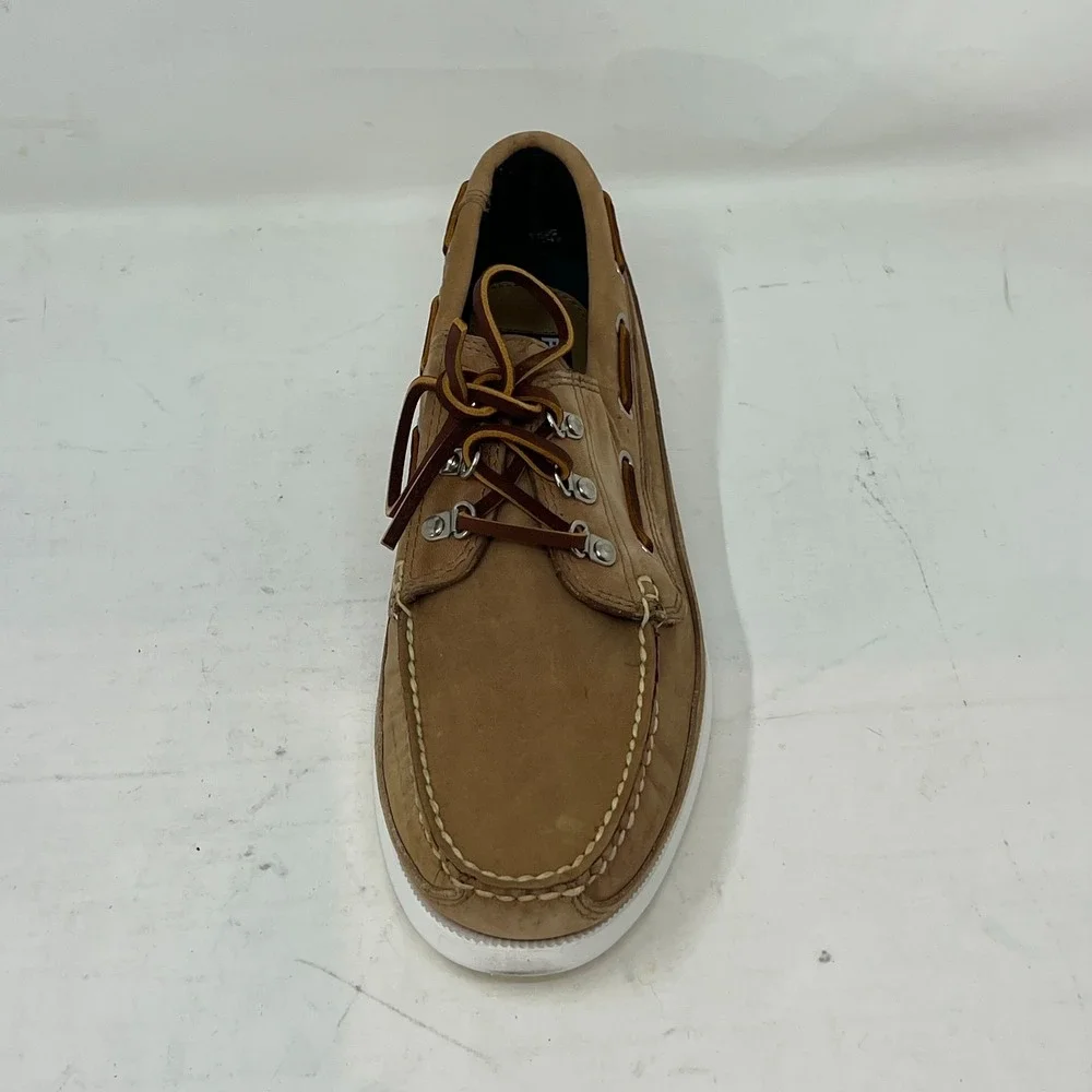 Polo Sport‎ Ralph Lauren Boat Shoes Tan Leather Moc Toe Beige Men's 10D VTG NEW